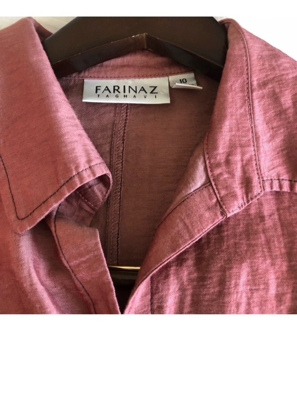Like New Farinaz Taghavi Lightweight Designer Button-Up in Dusty Rose